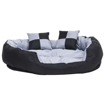 vidaXL Cojín para perro reversible y lavable gris y negro 110x80x23 cm