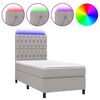 vidaXL Cama box spring colch&oacute;n y luces LED tela gris claro 90x200 cm