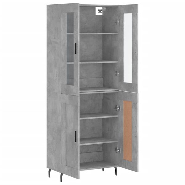 vidaXL Aparador alto madera contrachapada gris hormig&oacute;n 69,5x34x180 cm