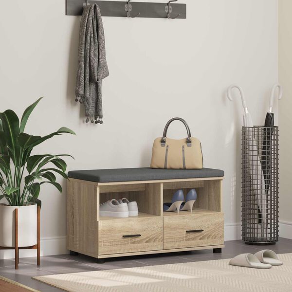 vidaXL Banco de entrada con coj&iacute;n Roble Sonoma 80 x 38 x 46 cm