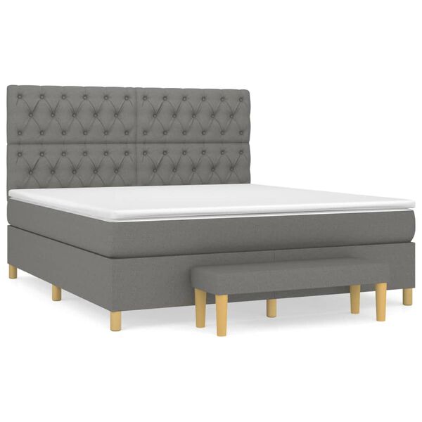 vidaXL Cama box spring con colch&oacute;n tela gris oscuro 160x200 cm
