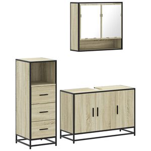 vidaXL Set de muebles de ba&ntilde;o 3 pzas madera contrachapada roble Sonoma