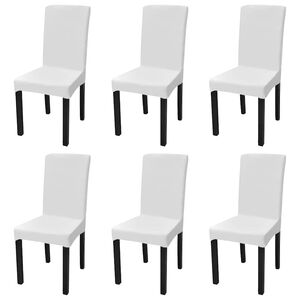 Funda para silla el&aacute;stica recta 6 unidades blanca