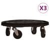 vidaXL Soporte con ruedas para plantas 3 uds negro di&aacute;metro 40cm 275kg
