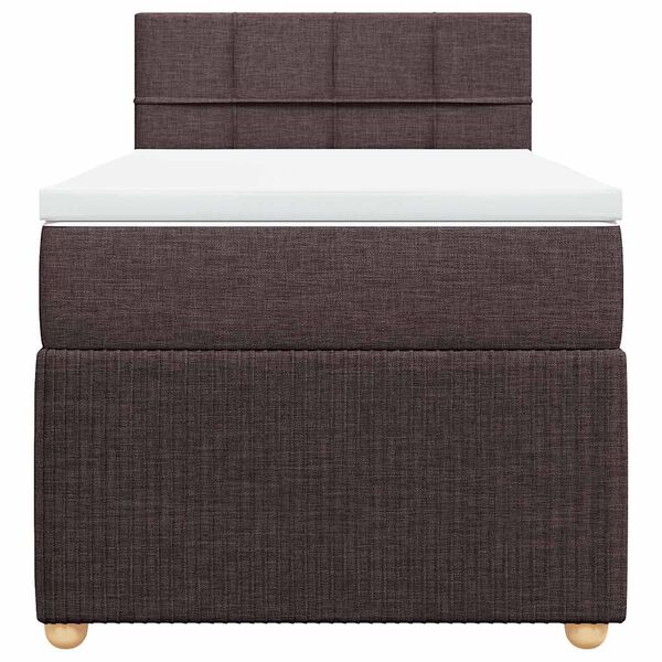 vidaXL Cama box spring con colch&oacute;n tela marr&oacute;n oscuro 90x190 cm