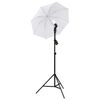 vidaXL Kit estudio fotogr&aacute;fico l&aacute;mparas, sombrillas, fondo y reflector