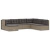vidaXL Set de muebles de jard&iacute;n 7 pzas y cojines rat&aacute;n sint&eacute;tico gris