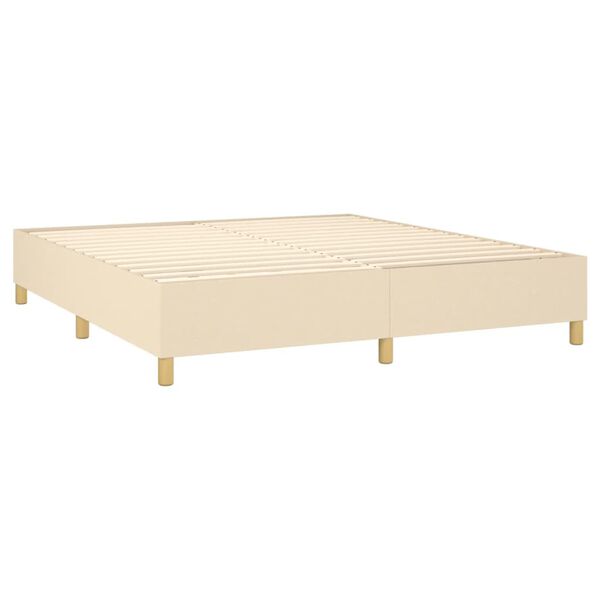 vidaXL Cama box spring con colch&oacute;n tela color crema 180x200 cm