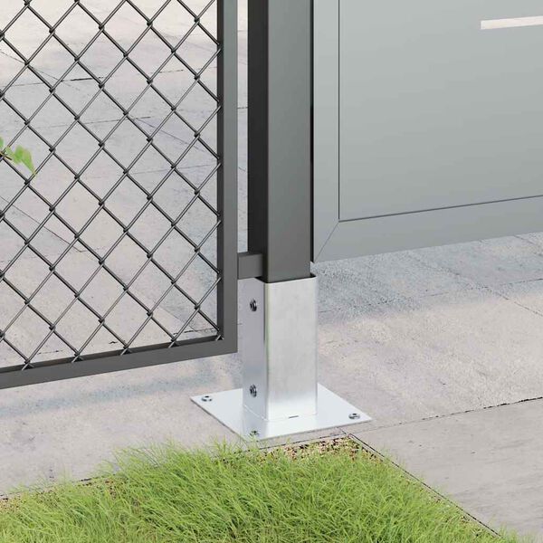 vidaXL Bases para postes cuadradas 12 uds. Plata 71x71 mm