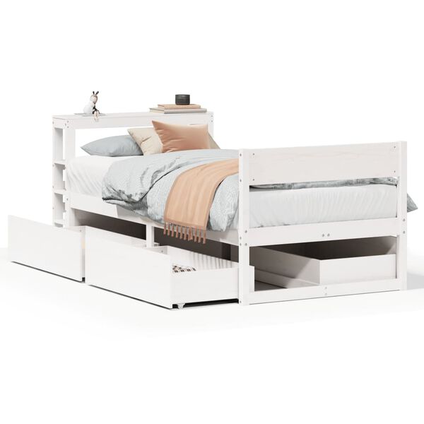 vidaXL Estructura de cama sin colch&oacute;n madera maciza blanca 75x190 cm