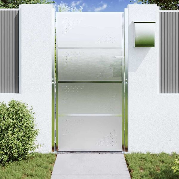 vidaXL Puerta de jardín Plateado 96 x 180 cm Acero inoxidable