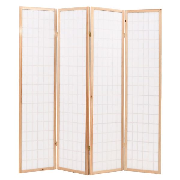 vidaXL Biombo plegable con 4 paneles estilo japonés 160x170 cm natural