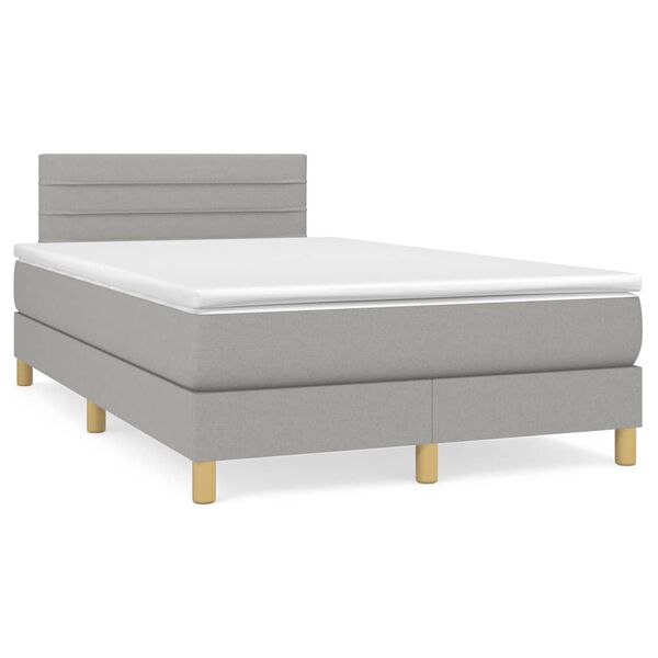 vidaXL Cama box spring con colch&oacute;n tela gris claro 120x190 cm