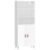 vidaXL Aparador alto madera contrachapada blanco brillo 69,5x34x180 cm