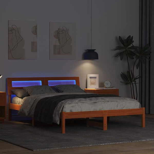 vidaXL Estructura de cama con cabecera Marr&oacute;n cera 120 x 190 cm
