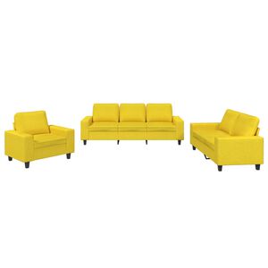 vidaXL Juego de sof&aacute;s 3 piezas tela amarillo claro