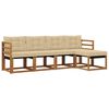 vidaXL Conjunto de sof&aacute;s de exterior 5 uds. Natural y Beige