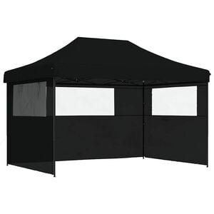 vidaXL Tienda de fiesta plegable Pop-Up con 3 paredes laterales negra