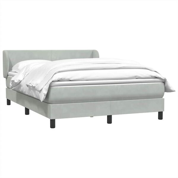 vidaXL Cama box spring con colch&oacute;n terciopelo gris claro 160x220 cm