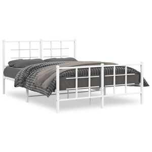 vidaXL Estructura cama sin colch&oacute;n con estribo metal blanco 140x200 cm