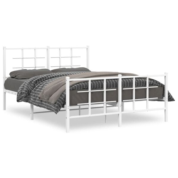 vidaXL Estructura cama sin colch&oacute;n con estribo metal blanco 140x200 cm