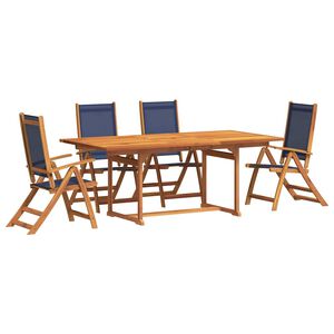 vidaXL Juego comedor de jard&iacute;n 5 pzas madera maciza acacia y textileno