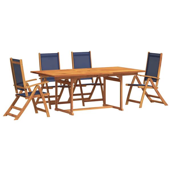 vidaXL Juego comedor de jard&iacute;n 5 pzas madera maciza acacia y textileno