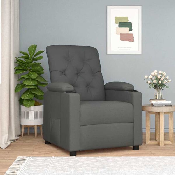 vidaXL Sill&oacute;n reclinable de tela gris oscuro