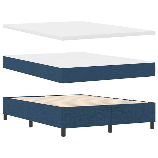 vidaXL Cama tipo Box Spring con colch&oacute;n Azul 140 x 190 cm tela