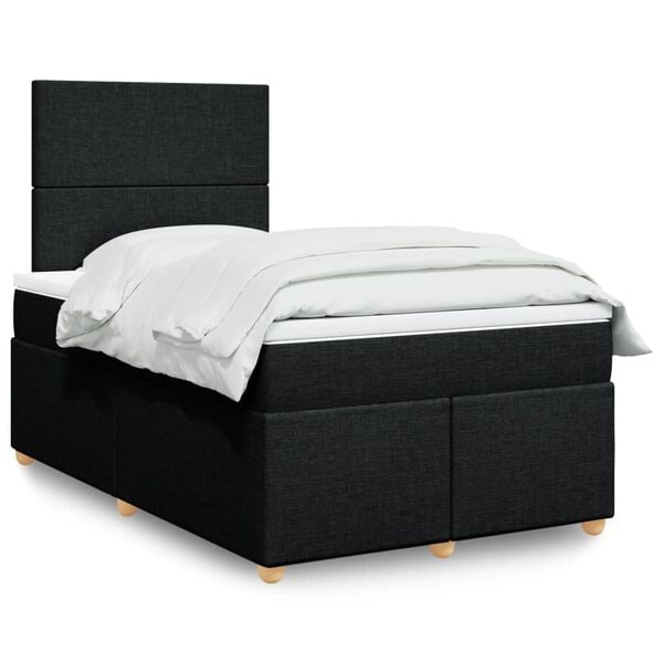 vidaXL Cama box spring con colch&oacute;n tela negro 120x200 cm