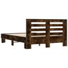 vidaXL Estructura cama madera ingenier&iacute;a metal roble ahumado 135x190cm