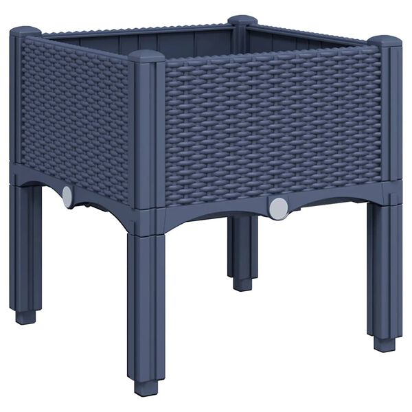 vidaXL Jardinera con patas PP azul gris 40x40x42 cm