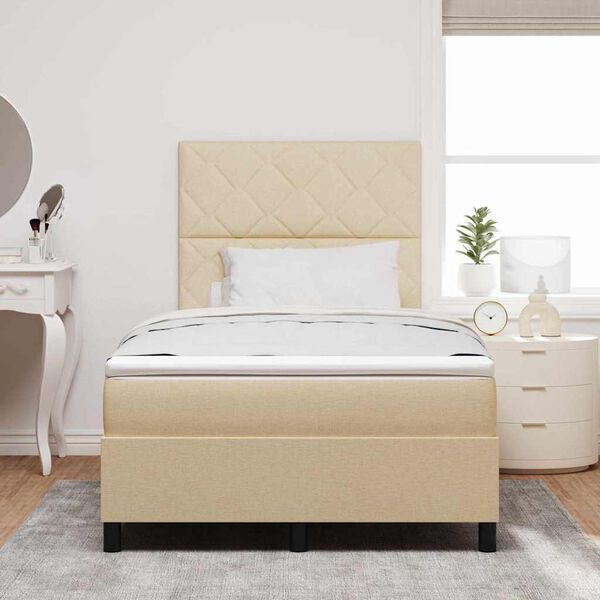 vidaXL Cama tipo Box Spring con colch&oacute;n Crema 120 x 200 cm tela