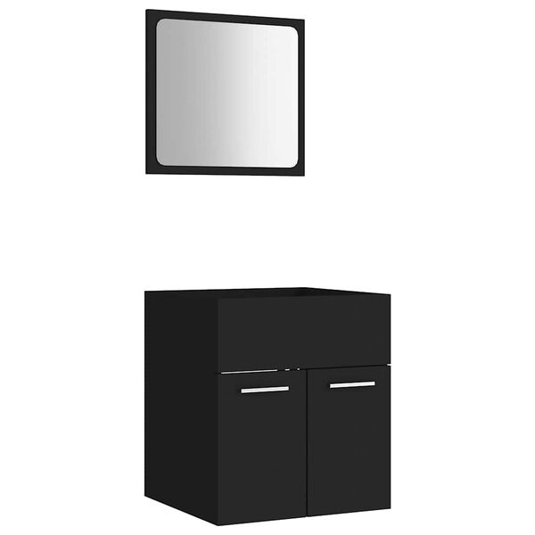 vidaXL Conjunto de muebles de ba&ntilde;o 2 pzas madera contrachapada negro