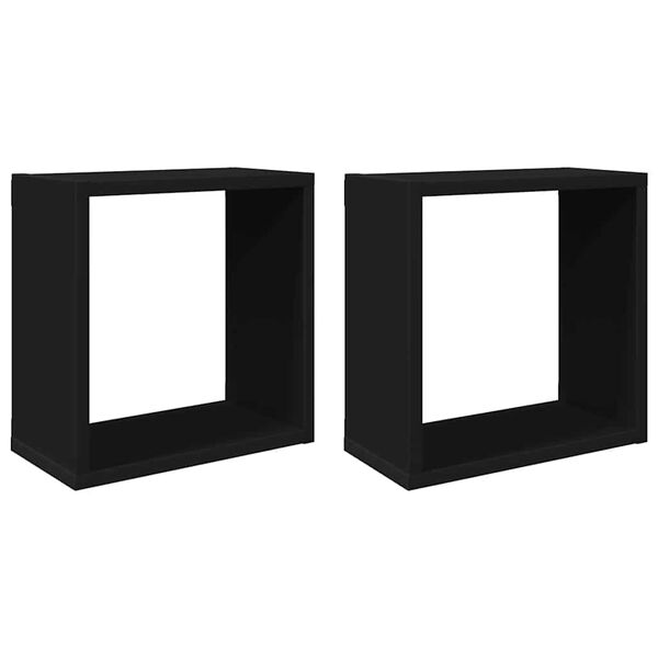 vidaXL Estante cubo pared 2 uds negro 30x15x30 cm