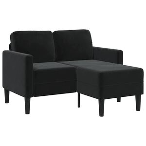 vidaXL Sof&aacute; de 2 plazas con chaise longue en forma de L, terciopelo negro, 125 cm,