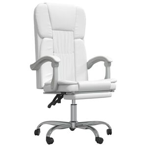 vidaXL Silla de oficina reclinable cuero sint&eacute;tico blanco
