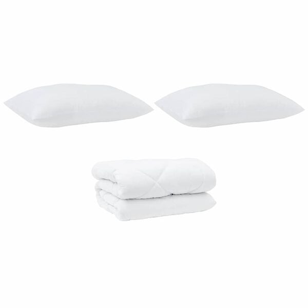 vidaXL Edredón con almohadas 3 pcs Microfibra y Plumas de Pato