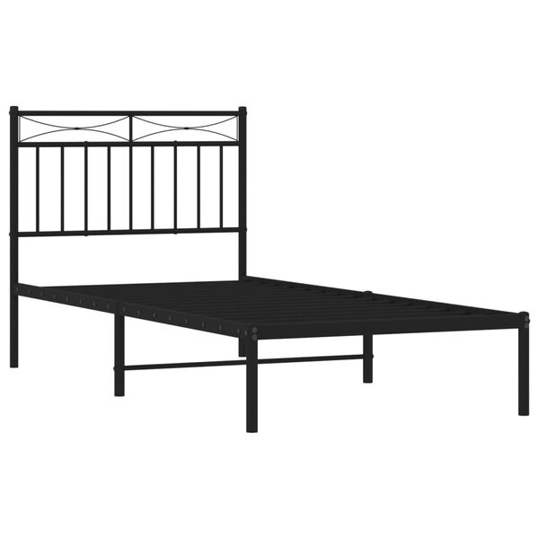 vidaXL Estructura cama sin colch&oacute;n con cabecero metal negro 90x200 cm