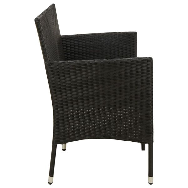 vidaXL Sof&aacute; de jard&iacute;n 3 plazas con cojines rat&aacute;n sint&eacute;tico negro