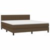 vidaXL Cama box spring colch&oacute;n luces LED tela marr&oacute;n oscuro 160x200cm