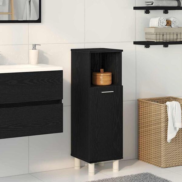 vidaXL Gabinete de Ba&ntilde;o con almacenamiento Roble Negro 30 x 30 x 95 cm
