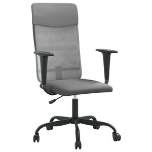 vidaXL Silla de oficina altura ajustable tela malla y cuero PE gris