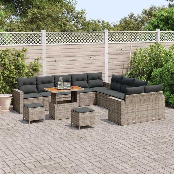 vidaXL Conjunto de sof&aacute;s de jard&iacute;n 17 pcs Gris rat&aacute;n sint&eacute;tico