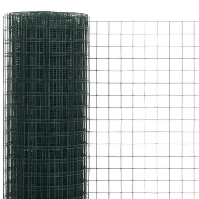 vidaXL Alambrada de gallinero acero revestimiento PVC verde 10x1,5 m