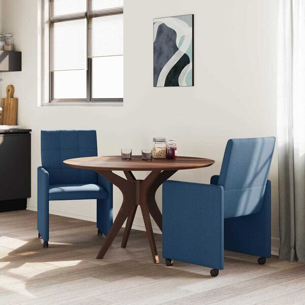 vidaXL Sillas de Comedor con Ruedas 2 pcs Azul 58 x 65 x 94 cm tela