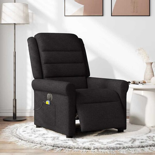 vidaXL Sill&oacute;n reclinable de masaje el&eacute;ctrico tela negro