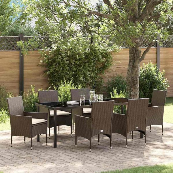 vidaXL Conjunto de Comedor de Jard&iacute;n 7 pcs Marr&oacute;n rat&aacute;n sint&eacute;tico