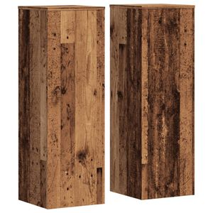 vidaXL Soportes de plantas 2 uds madera roble envejecido 33x33x100 cm