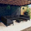vidaXL Muebles de jard&iacute;n 10 pzas y cojines negro madera maciza de pino